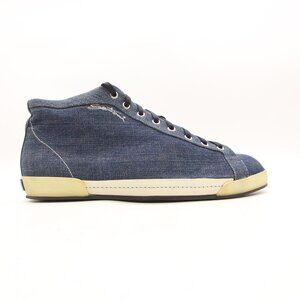 Santoni Denim Sneakers Men's UK Size 8 Blue Casual Sneakers Lace Up Italy